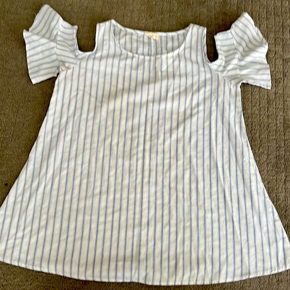 Blue white striped cotton top